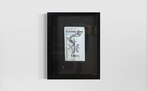 Keith Haring  - Dessin original sur le plan du mtro