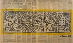 Keith Haring  - Originele Tekening op Krant