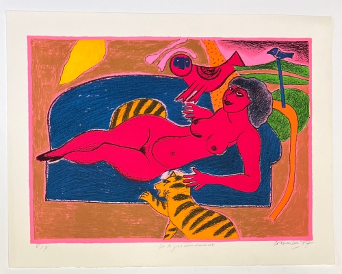 Guillaume Corneille - Lithografie ondertekend Tigers in Love