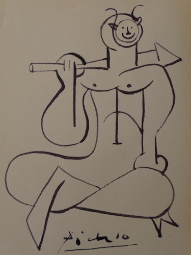 Pablo Picasso - attribu, dessin  l'encre, dmon.