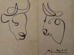 attributed, ink drawing, bulls