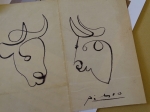 Pablo Picasso - attributed, ink drawing, bulls