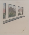 Window view with Machelen Church. - unique work