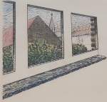 Roger Raveel - Window view with Machelen Church. - unique work