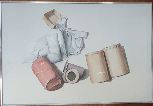 Roger Wittevrongel - Still life with metal barrels.