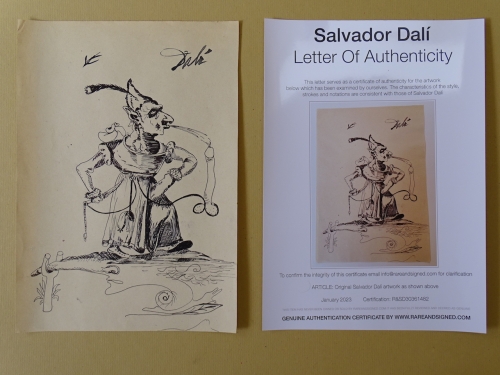 Salvador Dali - toegeschreven, inkttekening, Don Quichot