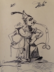 Salvador Dali - toegeschreven, inkttekening, Don Quichot