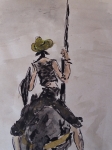 Salvador Dali - attributed, ink drawing, Quixote