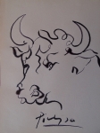 Pablo Picasso - attributed, ink drawing, bull