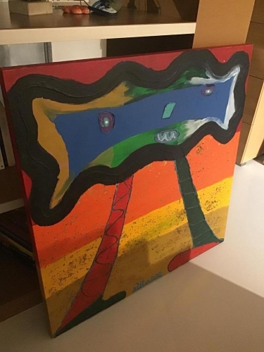 Hannes D'Haese - Uniek vroeg abstract acryl op canvas. Belgische kunstenaar d Haese