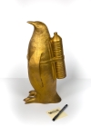 William Sweetlove - Small cloned gold penguin with water bottle