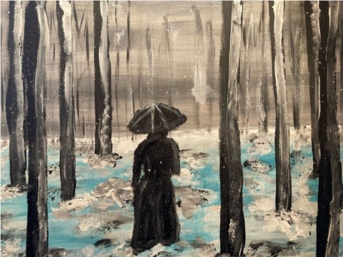 Olivier De Pooter - Femme se promenant sous la neige