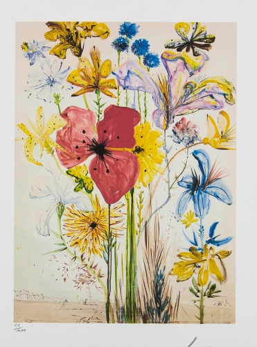 Salvador Dali - Zomerbloemen in een surrealistisch landschap