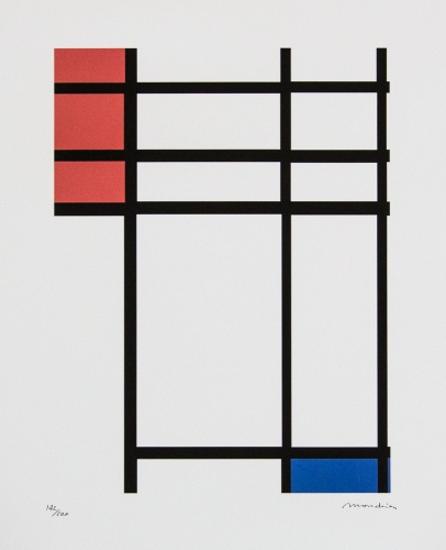 PIET  MONDRIAN - Compositie in rood, blauw en wit, 1939-41