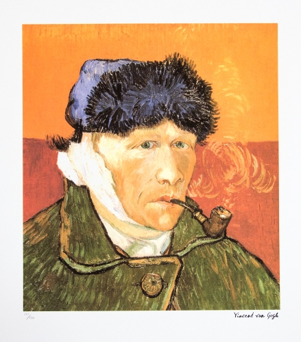 Vincent van Gogh - Autoportrait  l'oreille bande et  la pipe