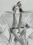 Henri Matchavariani - Hommage  Thierry Mugler - Dessin de mode - 1985