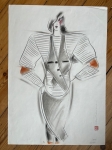 Henri Matchavariani - Pastel: Hommage aan Thierry Mugler - Modetekening - 1985