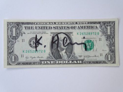 Keith Haring  - banknote, hand signed