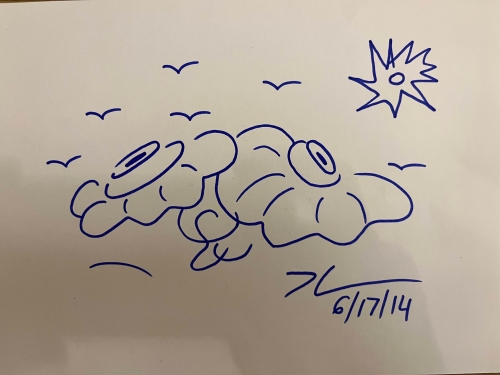 Jeff  Koons (after) - Jeff Koons dessinant des fleurs