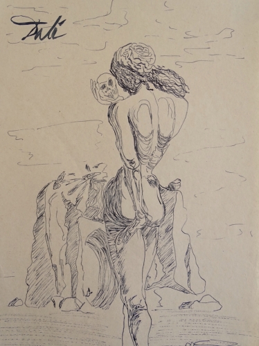 Salvador Dali - toegeschreven, inkttekening, Don Quichot