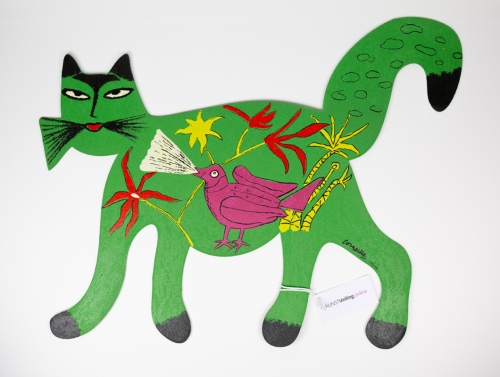 Guillaume Corneille - Green cat with bird