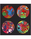 Guillaume Corneille - Lot de 8 Sous-verres Chat et Oiseaux