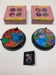 Guillaume Corneille - Lot de 8 Sous-verres Chat et Oiseaux