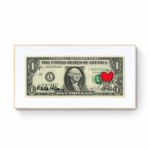 Keith Haring (after) - Keith Haring Dollar Canvas - Untitled (Heart)