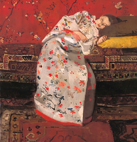 George Hendrik Breitner - Girl in White Kimono ( op canvas)