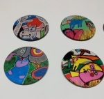 Guillaume Corneille - Set of 8 coasters Cat and Bird