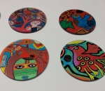 Guillaume Corneille - Set of 8 coasters Cat and Bird