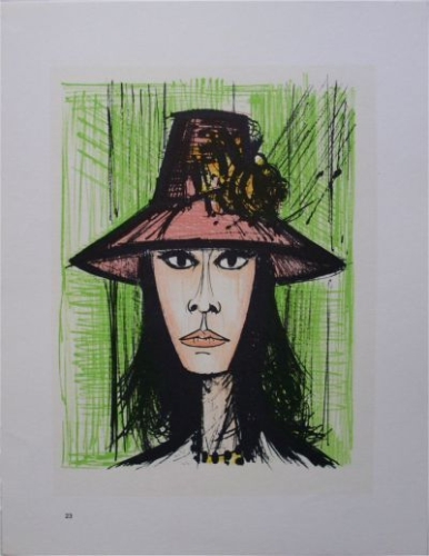 Bernard Buffet - FEMME AVEC CHAPEAU ROUGE