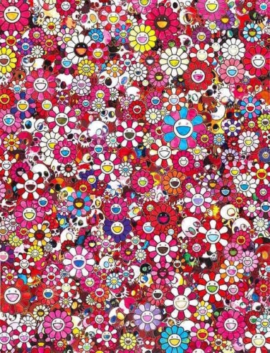 Takashi Murakami - skulls and flowers PINK
