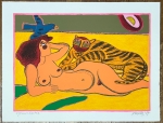 Guillaume Corneille - Lithografie ondertekend Tigers in Love