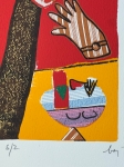 Guillaume Corneille - Silkscreen, mixed media, signed with Enrico Baj (1924-2003)