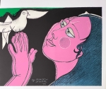 Lithograph signed "Incantation" with the Dove of Peace
