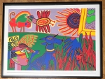 Guillaume Corneille - Grote en zeldzame originele litho: De blauwe hond, ingelijst! 1990