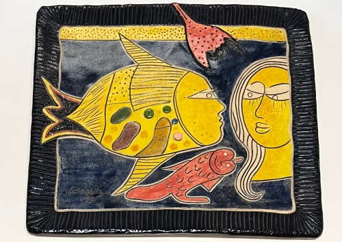 Guillaume Corneille - Cramique murale Poissons, 1999