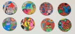 Guillaume Corneille - Set of 8 coasters Cat and Bird