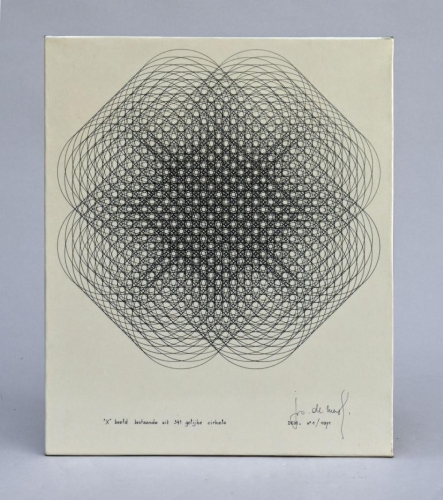 Jos De Mey - 'X' beeld bestaande uit 341 gelijke cirkels