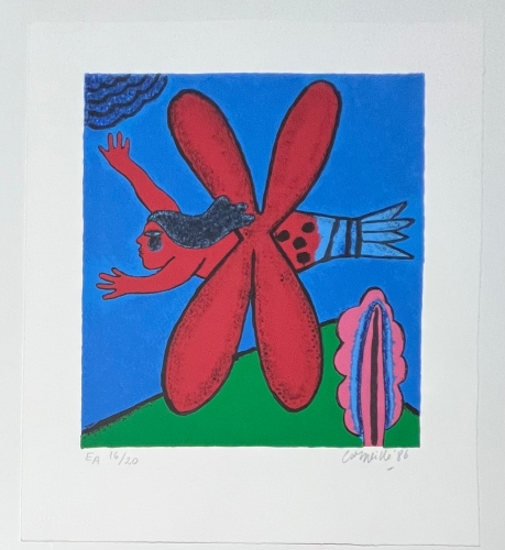 Guillaume Corneille - Gesigneerde zeefdruk: de insectenvis, 1986