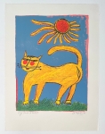 Guillaume Corneille - Lithographie signe : La chat jaune, 1991