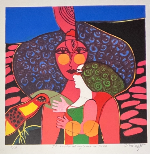 Guillaume Corneille - Lithographie signe : Portrait imaginaire de Dora, 1978